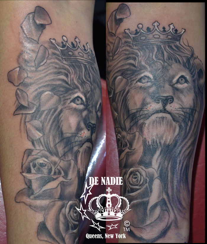 Lion and rose  tattoo